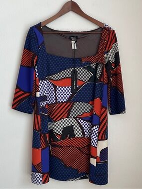 Miss Sixty Mini Shift Dress NWT Medium Pop Art Abstract Graphic Art to Wear Y2K